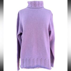 Talbots Women's Lilac Turtleneck Sweater Italian Yarn Wool Cashmere Blend Sz XL